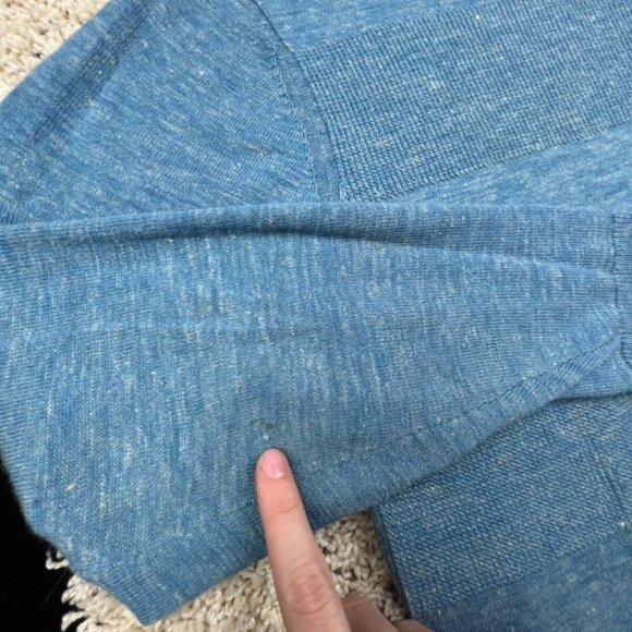Vtg GRAYERS Clothiers Sweater Mens Medium Blue Linen Wool Blend Pullover L/S - Picture 4 of 10